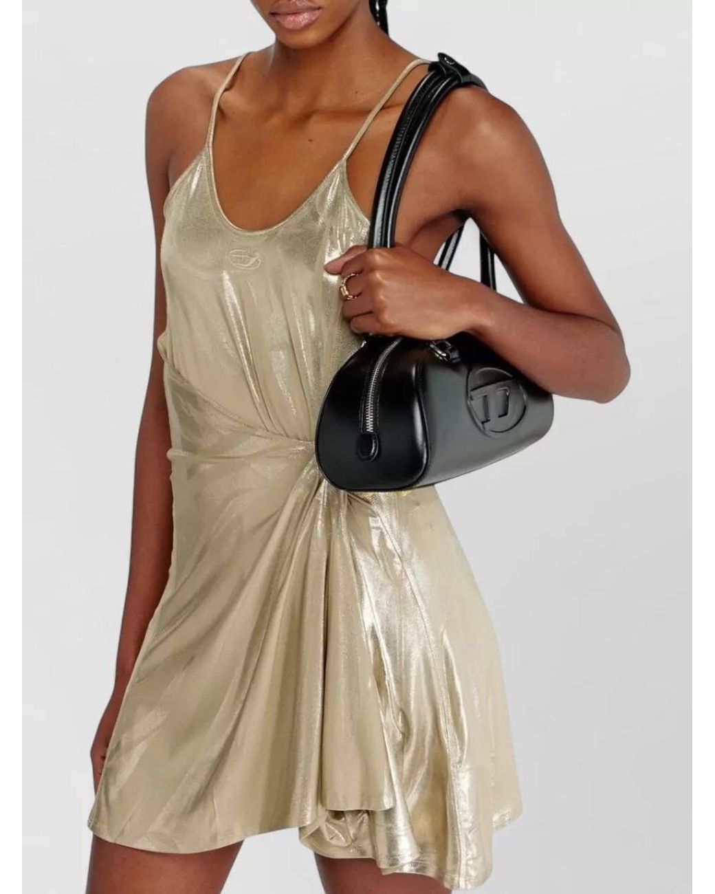 DIESEL Natural Draped Scoop-Neck Spaghetti-Strap Mini Dress