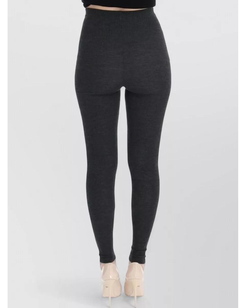 Dolce & Gabbana Blue Ribbed High-Rise Wool Leggings