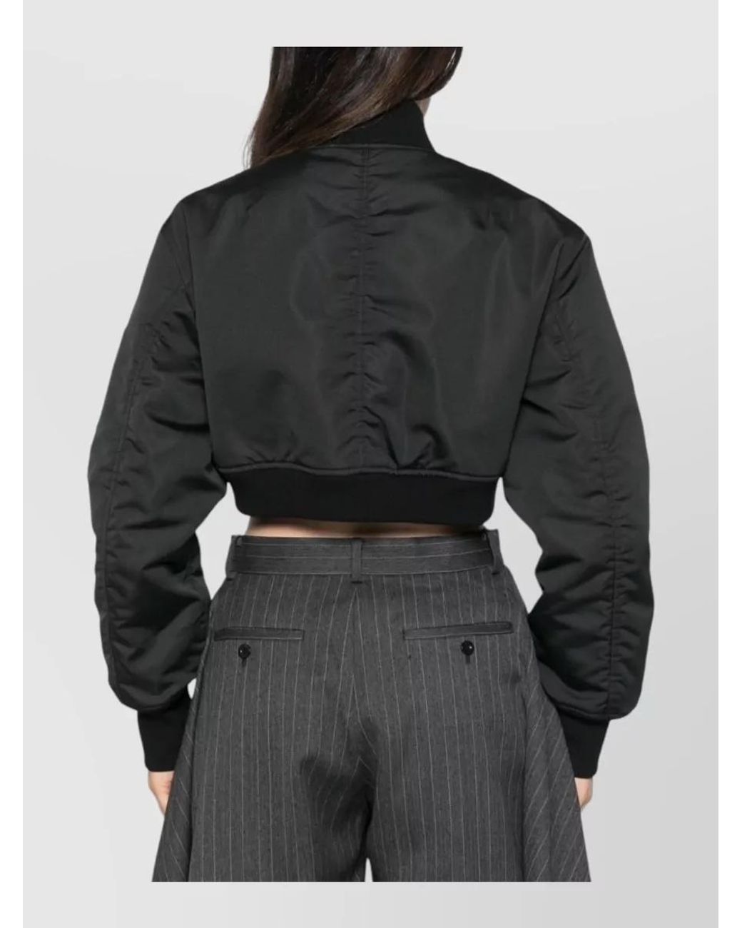 Balenciaga Black Cropped Bomber Jacket