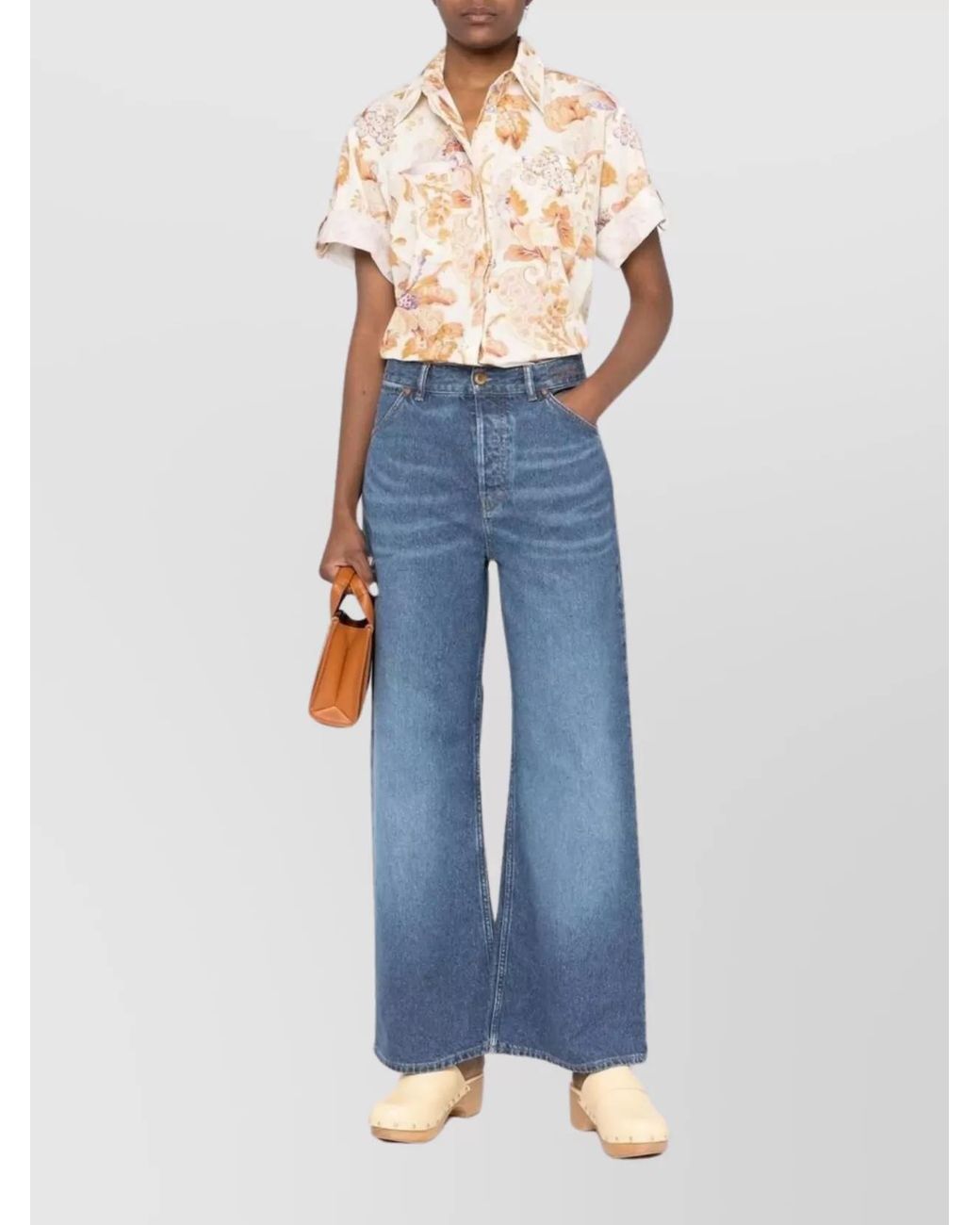 Chloé Blue Denim High-Rise Wide-Leg Trousers