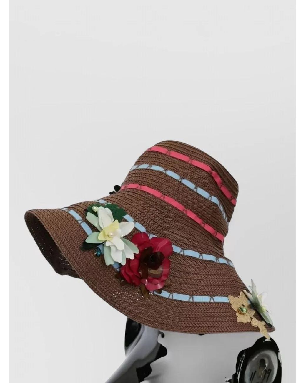 Dolce & Gabbana Brown Floral Straw Sun Hat