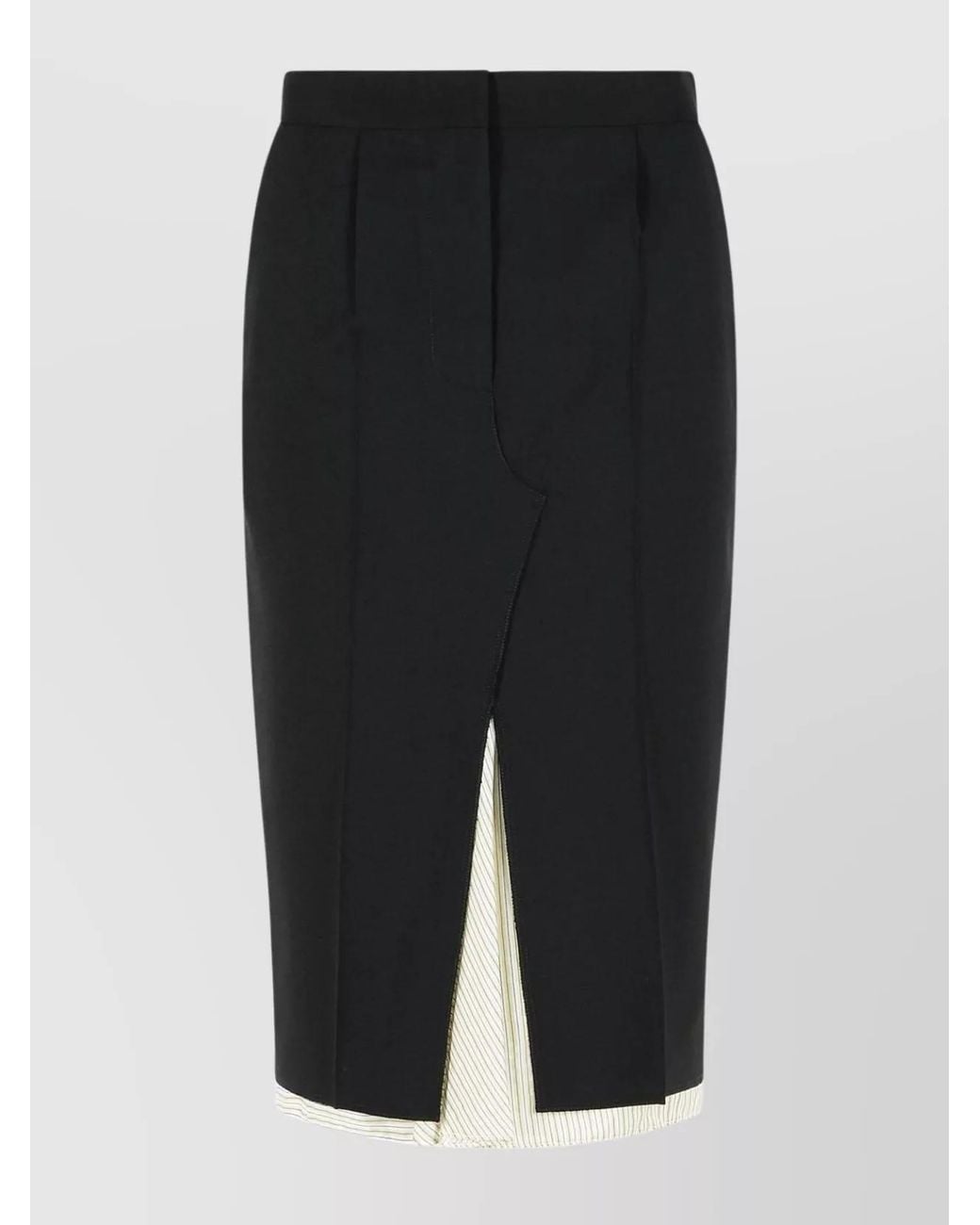 Marni Black Virgin Wool Asymmetric Midi Skirt