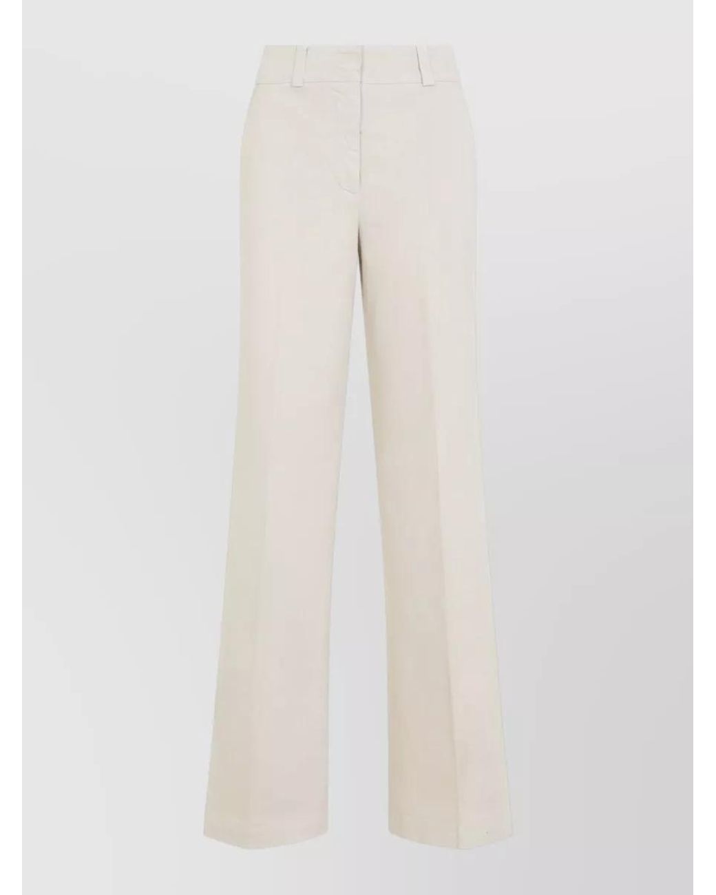 Peserico White Cotton High-Rise Wide-Leg Trousers