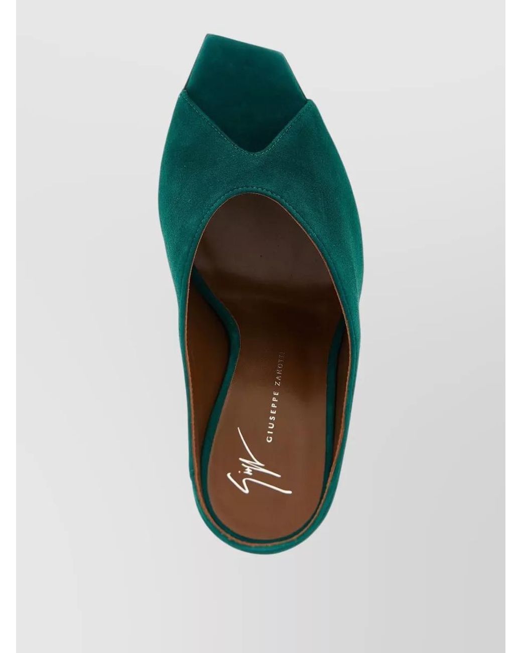 Giuseppe Zanotti Green Suede Leather V-Neck Mules
