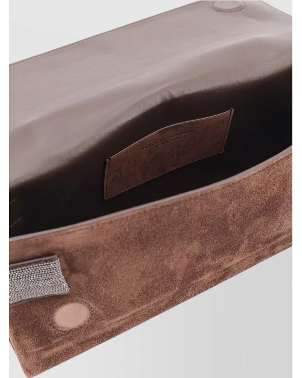 Brunello Cucinelli Brown Monili Suede Clutch Bag