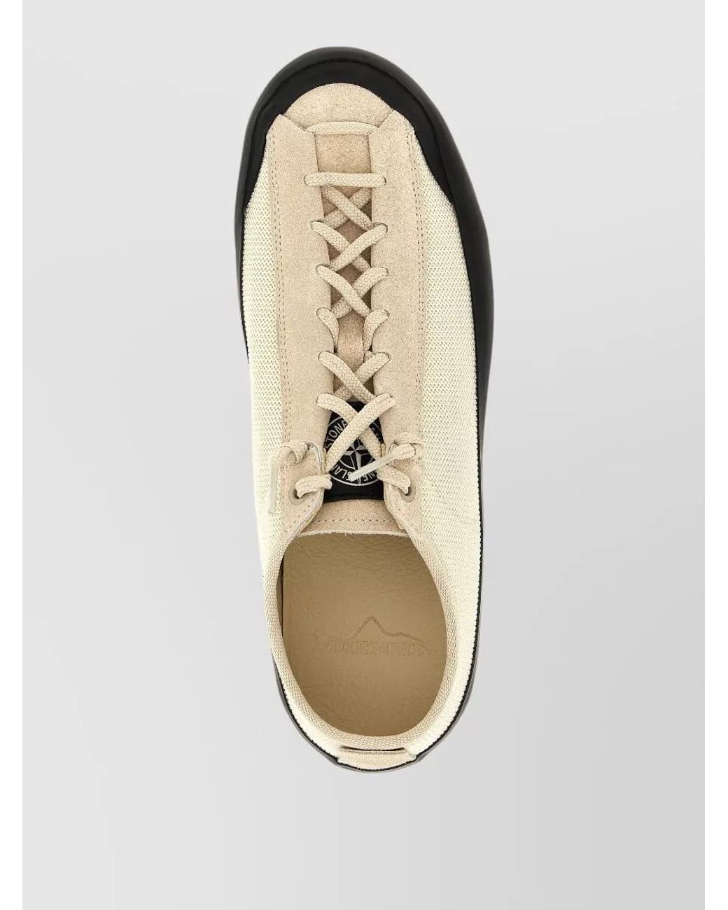 Stone Island White Leather Low-Top Sneakers for men