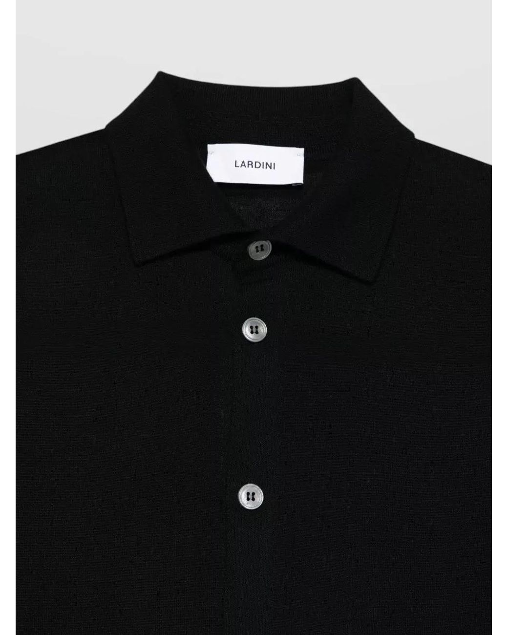 Lardini Black Virgin Wool Long-Sleeve Cardigan for men