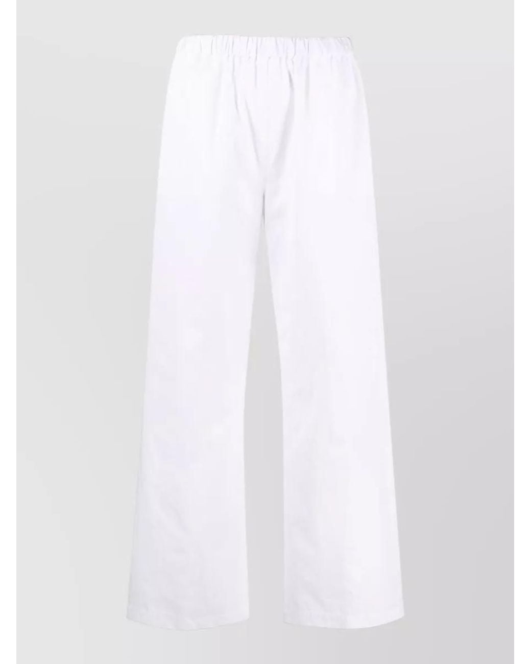 Aspesi White Silk Wide-Leg Trousers