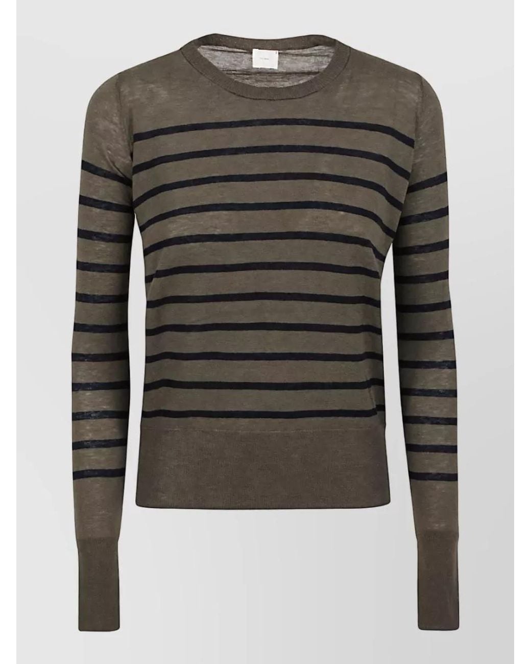 C.t. Plage Gray Striped Wool Crew Neck Sweater