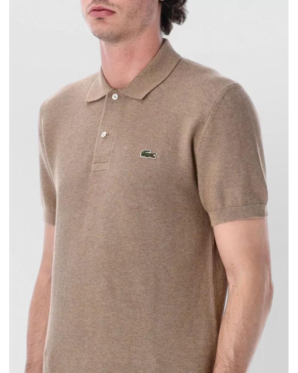 Lacoste Blue Bouclé Knit Short-Sleeve Polo Shirt for men