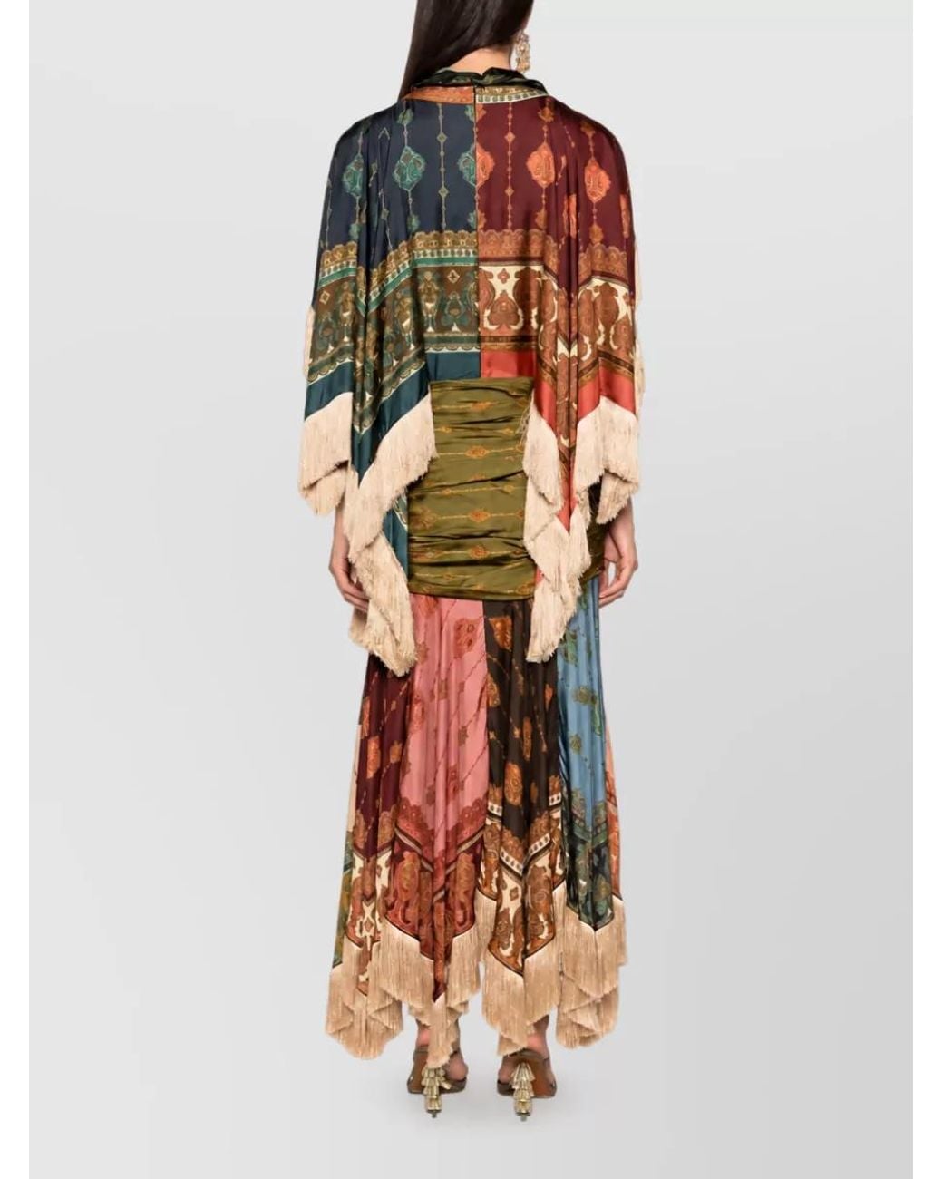 Zimmermann Multicolor Silk Printed Asymmetric V-Neck Dress