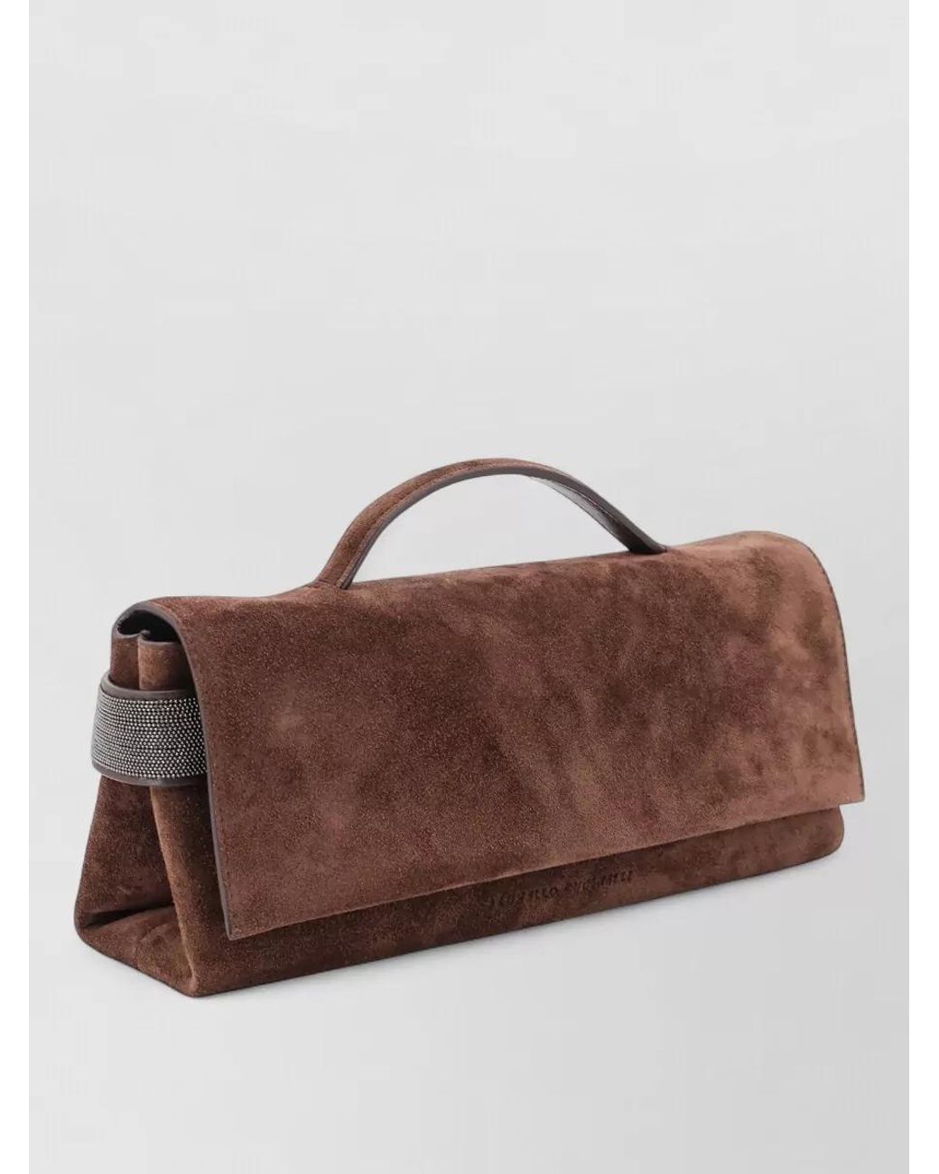 Brunello Cucinelli Brown Monili Suede Clutch Bag