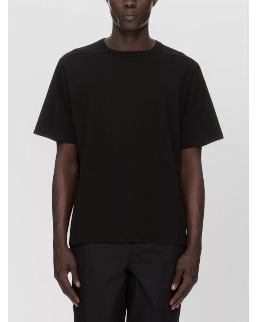 Rick Owens Black Cotton Crew Neck Short-Sleeve T-Shirt for men