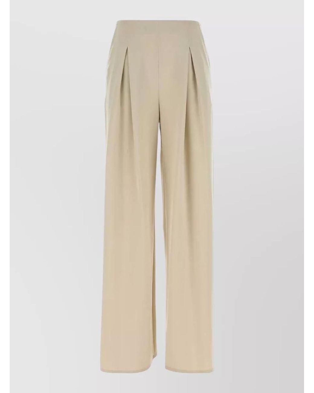 Max Mara Natural Silk Pleated Wide-Leg Trousers