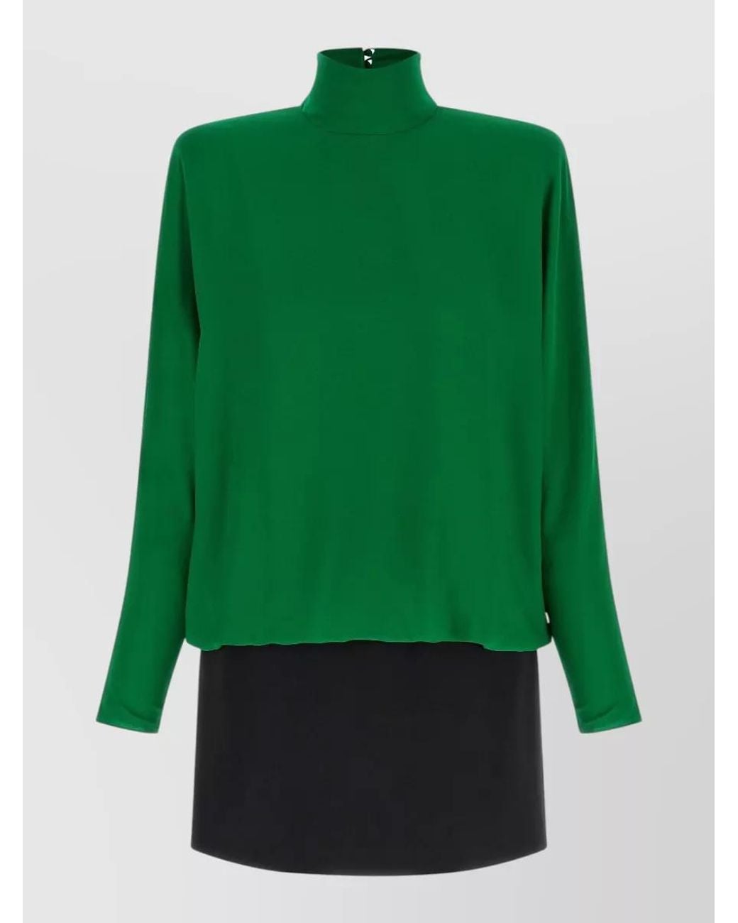Valentino Garavani Green Silk Georgette High-Neck Mini Dress