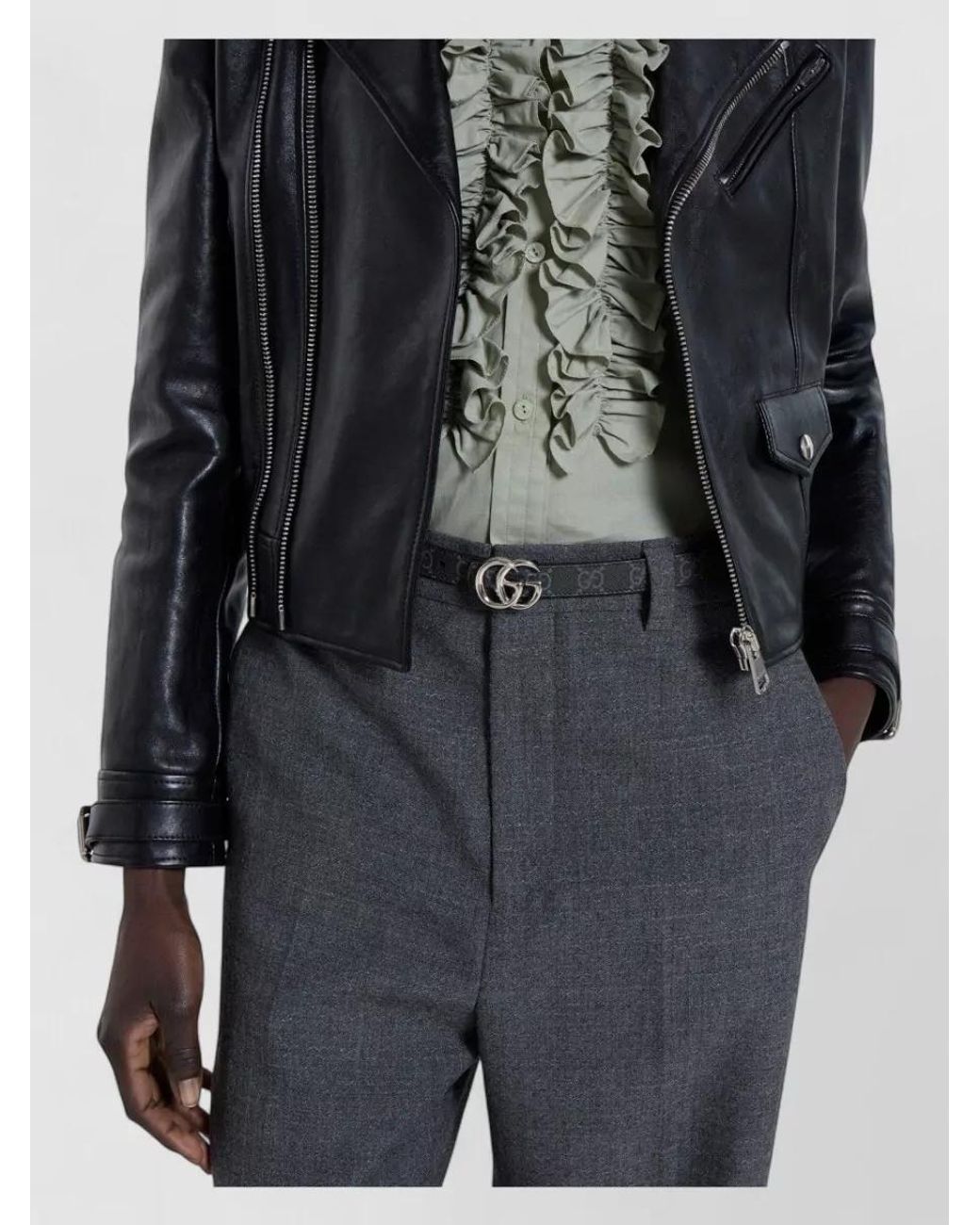 Gucci Gray Leather Reversible Thin Belt