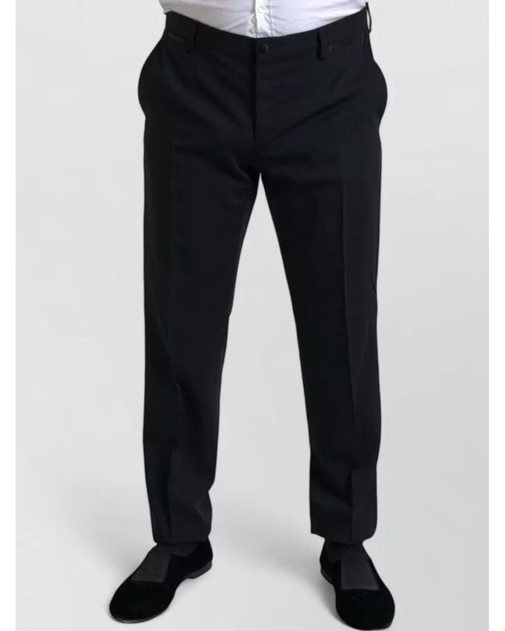 Dolce & Gabbana Black Wool Silk Slim-Fit Single-Breasted Suit for men