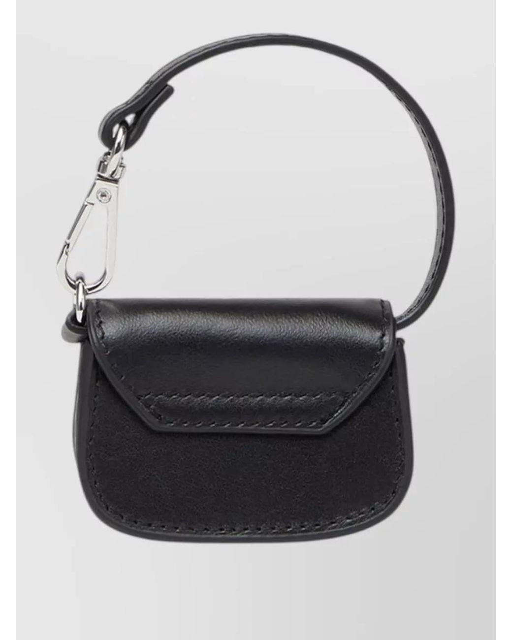 DIESEL Black Leather Micro Charm Cardholder