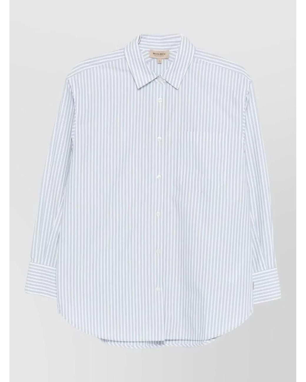 Woolrich White Striped Cotton Oversized Shirt