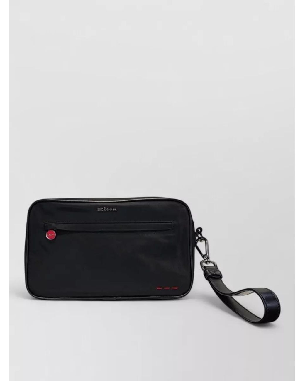 Kiton Black Leather Clutch Bag for men