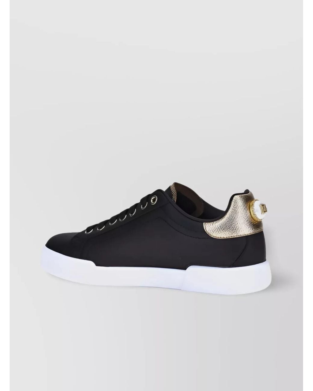 Dolce & Gabbana Black Portofino Lettering Leather Sneaker