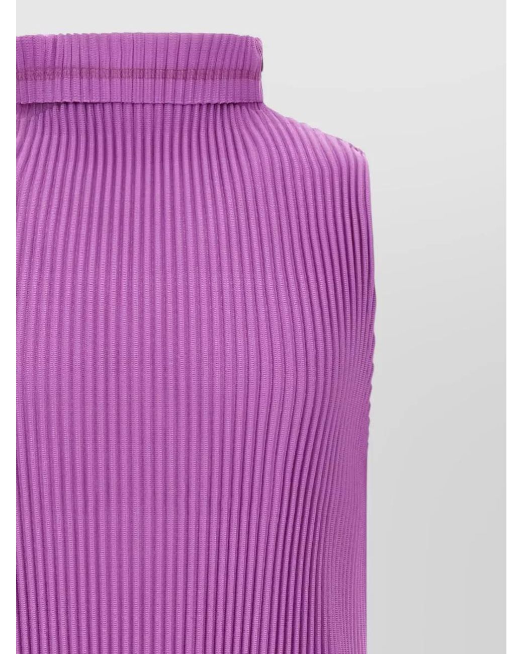 Homme Plissé Issey Miyake Purple Pleated Sleeveless High Neck Top for men
