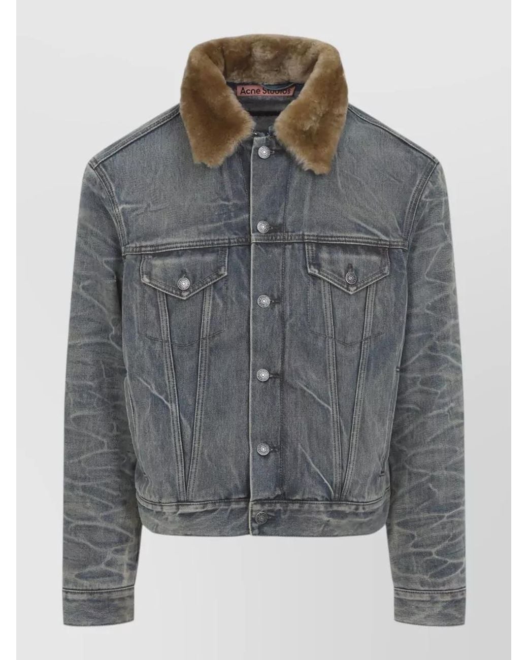 Acne Gray Denim Single Breasted Coat for men