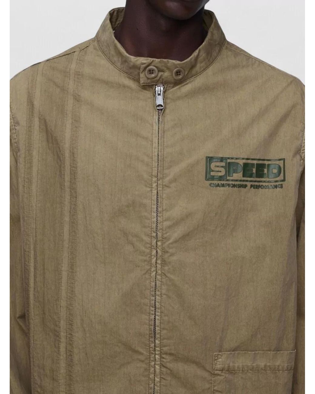 Maison Margiela Green Printed Stand Collar Sport Jacket for men