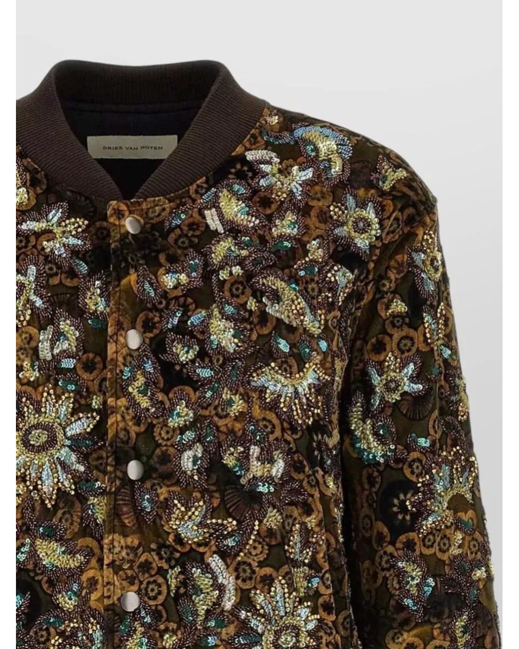 Dries Van Noten Black 'Valtor' Bomber Jacket With Embroideries And Beads for men
