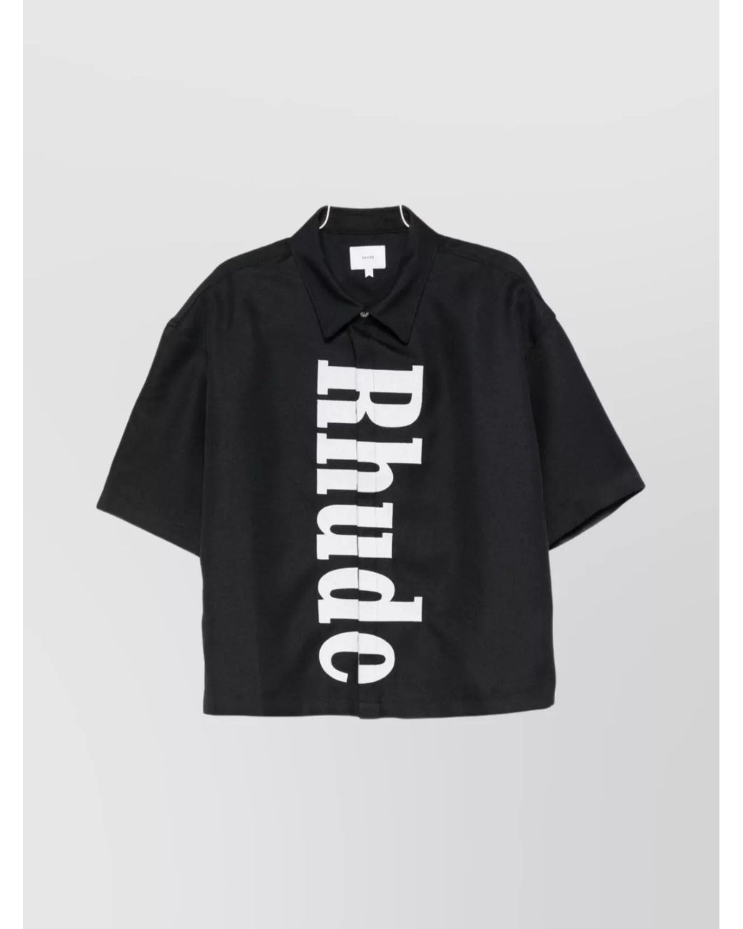 Rhude Black Wool Short-Sleeve Logo-Print Shirt for men