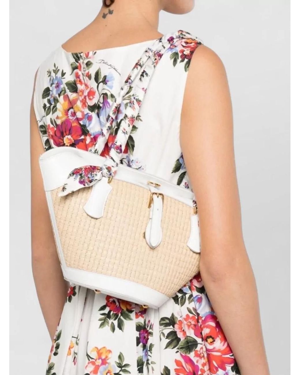 Dolce & Gabbana White Capri Raffia Tote Bag