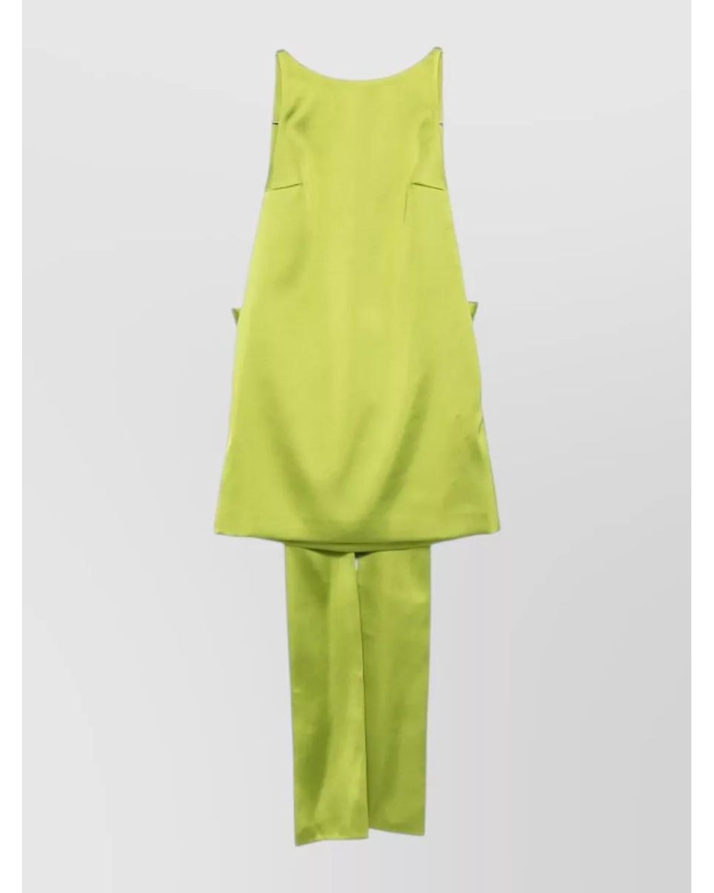 Self-Portrait Yellow Satin Sleeveless Boat Neck Mini Dress