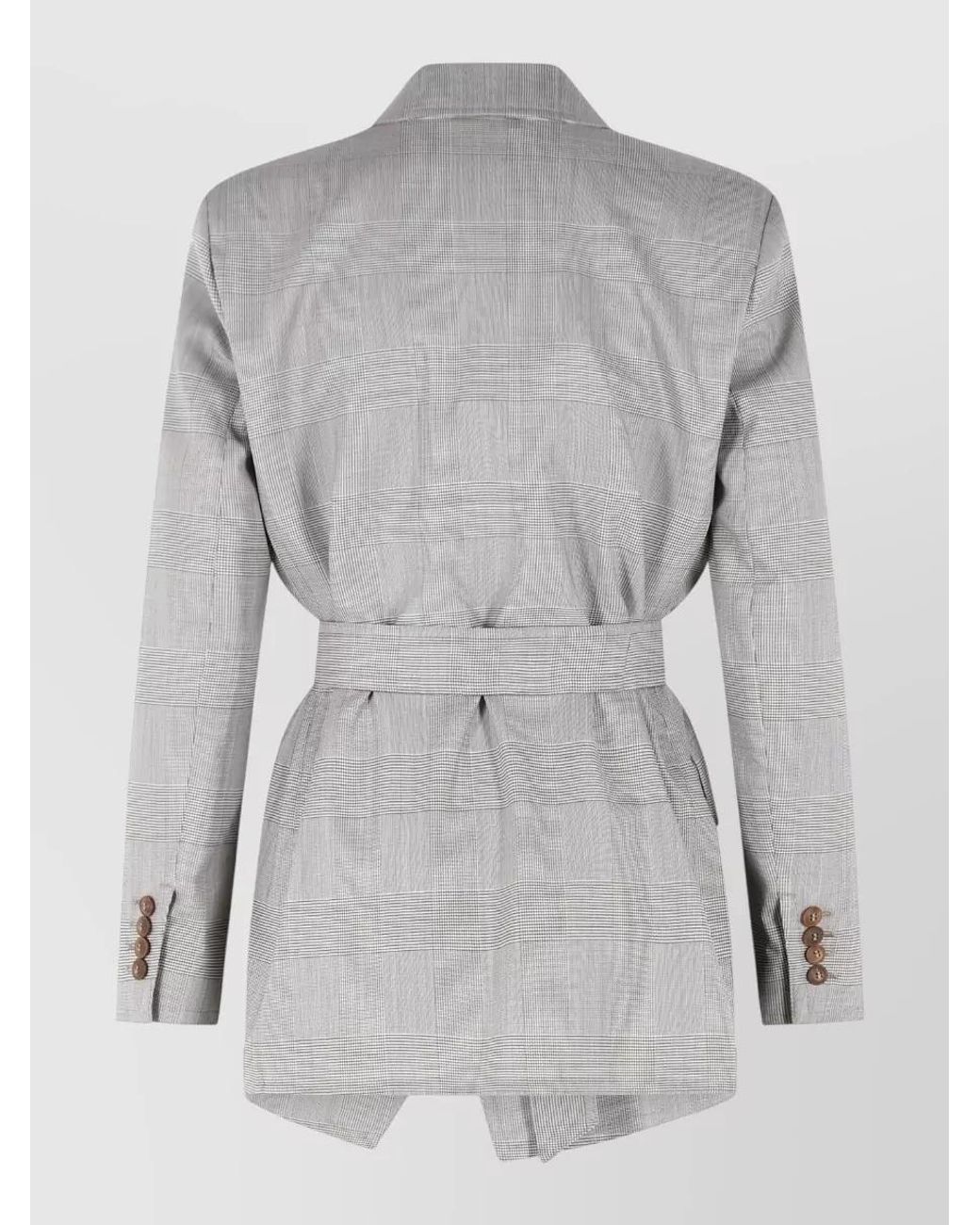 Max Mara Gray Wool Prince Of Wales Single-Breasted Suit Jacket