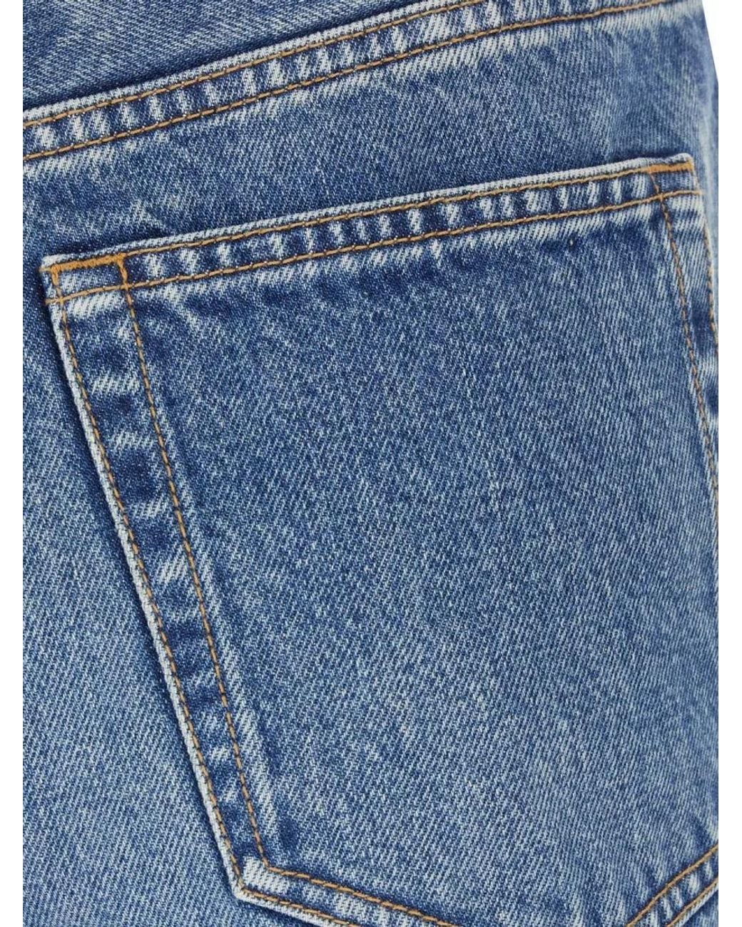 Saint Laurent Blue High-Rise Wide-Leg Jeans