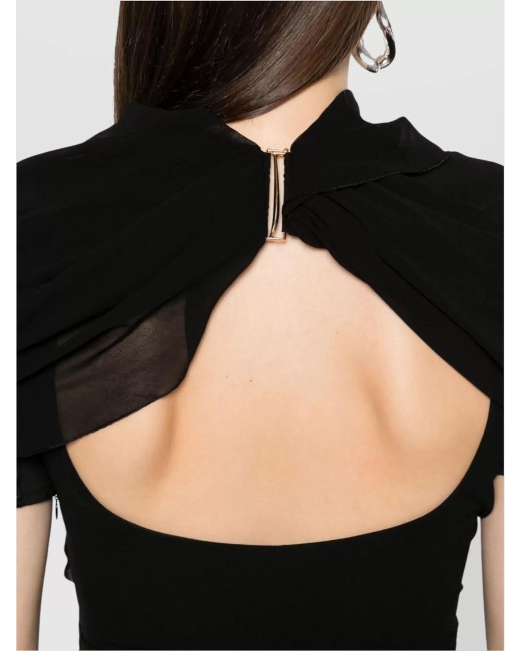 Jacquemus Black Draped Open Back High Neck Short Sleeve Mini Dress