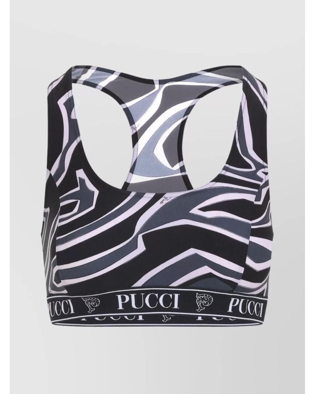 Emilio Pucci Blue Printed Racerback Sports Bra
