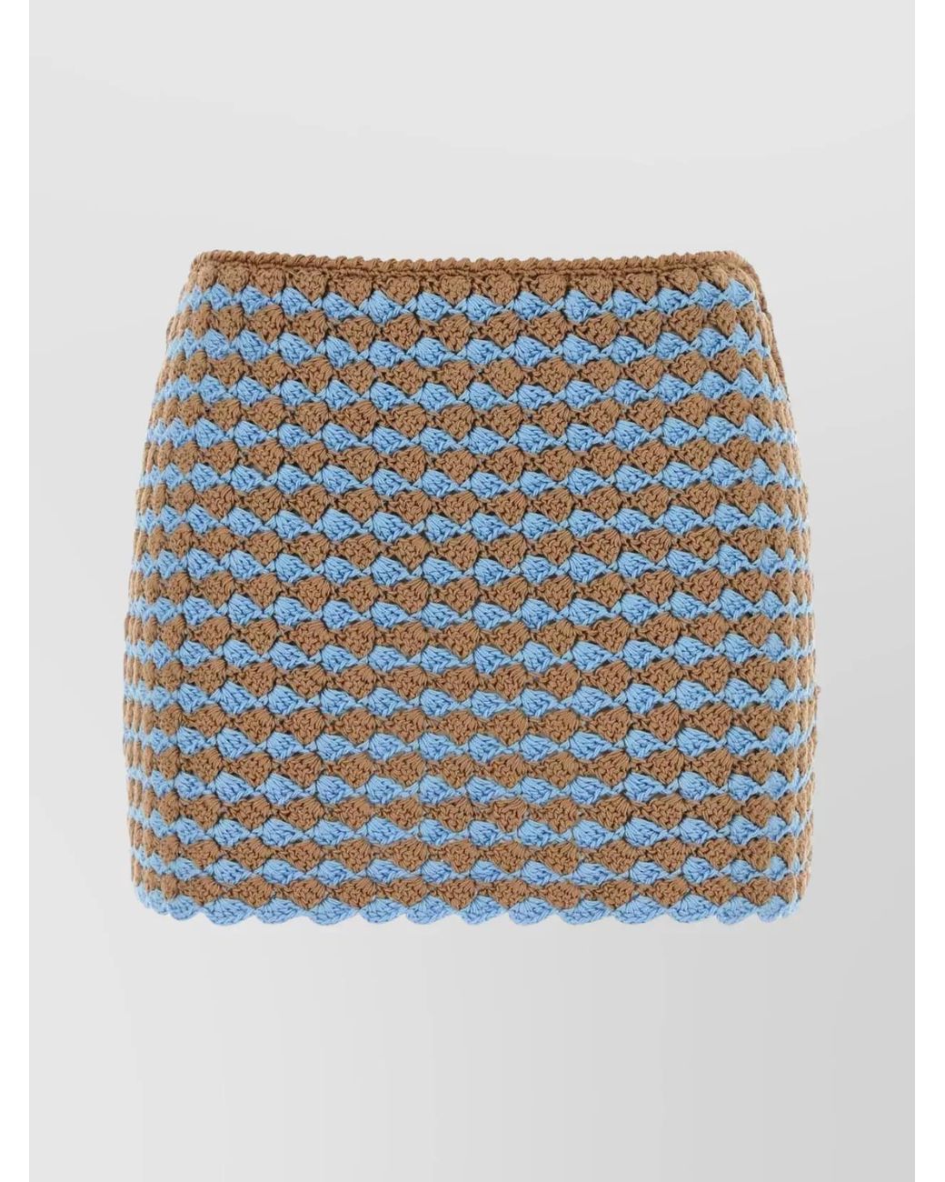 Prada Blue Cotton Two-Tone Crochet Mini Skirt