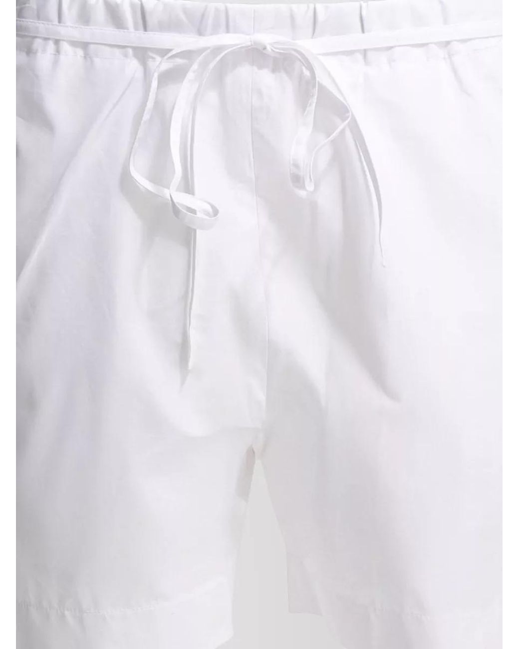 Loulou de Saison White Cotton Knee-Length Shorts