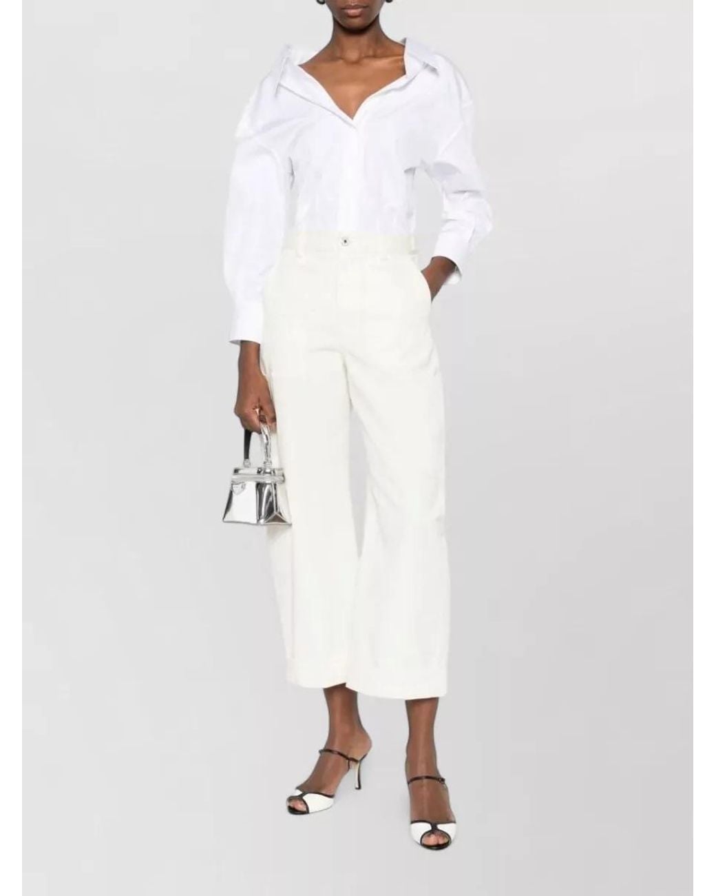 Givenchy White Cropped Cargo Wide-Leg Trousers
