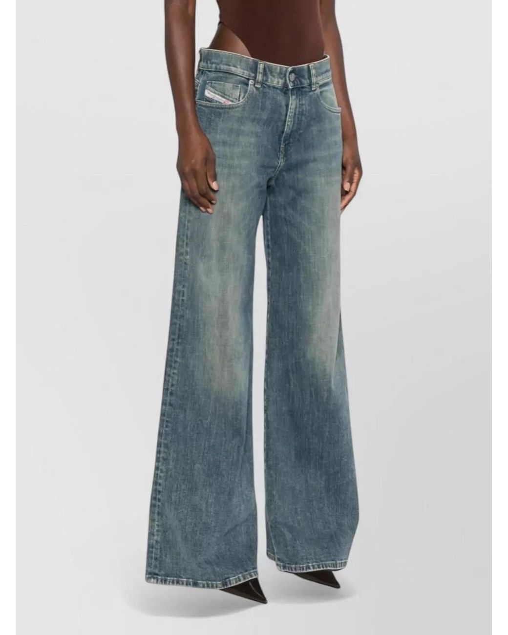 DIESEL Blue Faded Flared Denim Jeans