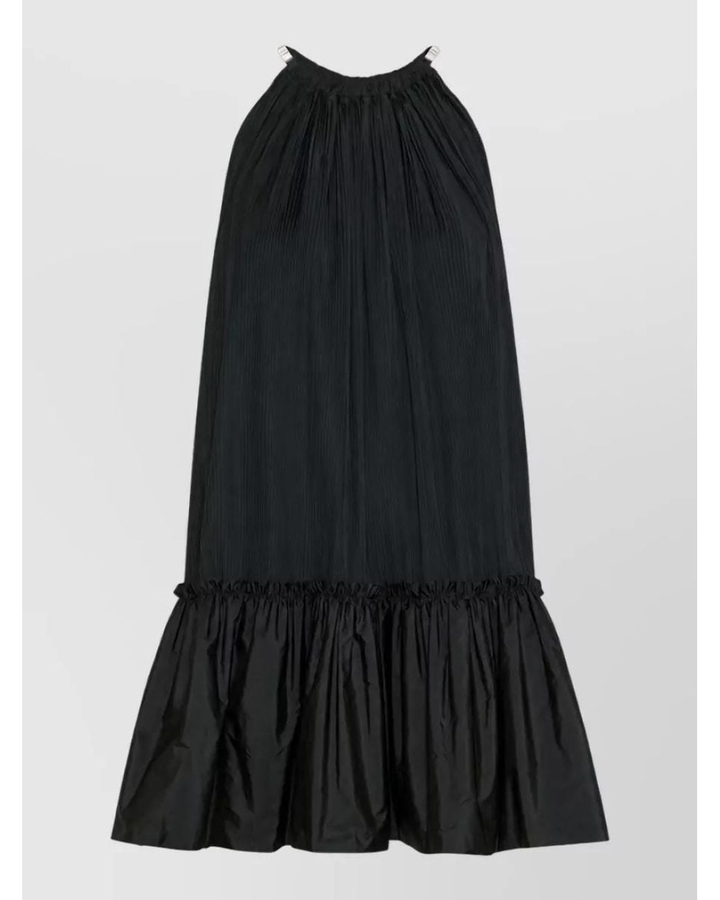 Max Mara Black Silk Pleated Halterneck Sleeveless Mini Dress