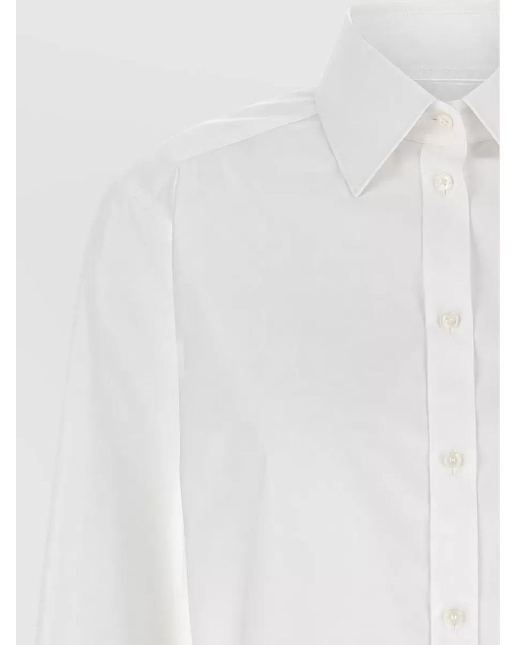 Dolce & Gabbana White Cotton Martini Long-Sleeve Shirt