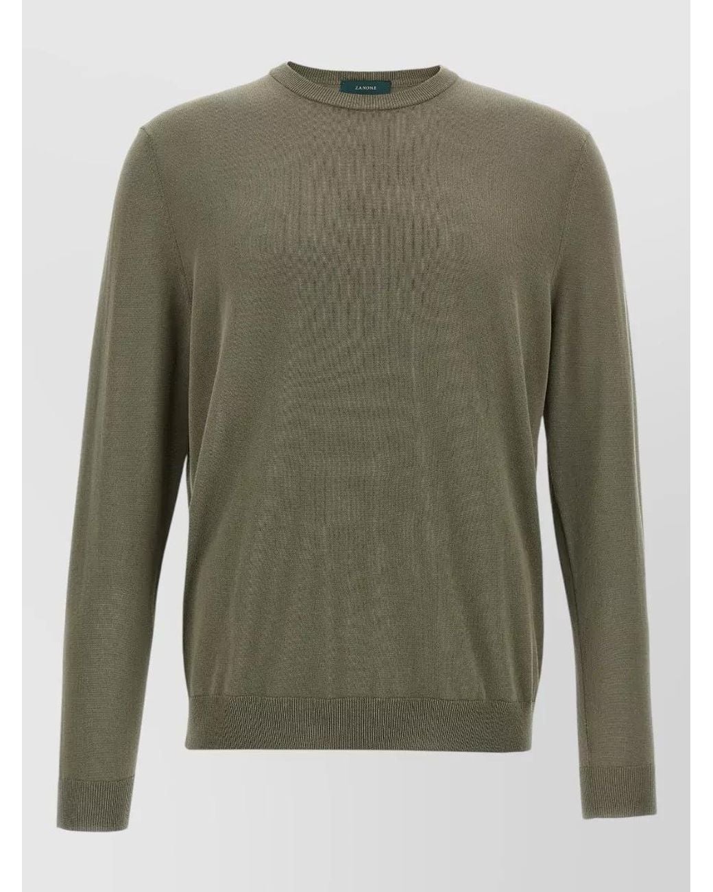 Zanone Green Cotton Crew-Neck Long-Sleeve Jumper for men