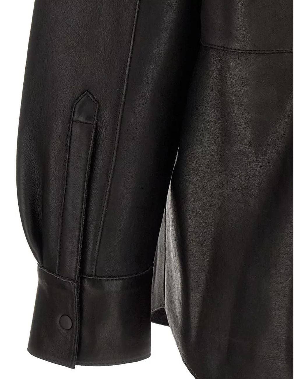 P.A.R.O.S.H. Black Lamb Leather Shirt Jacket
