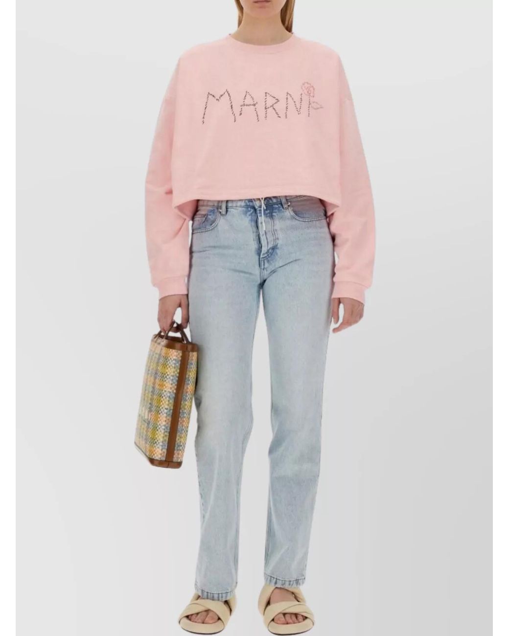 Marni Pink Cotton Regular-Fit Logo Sweatshirt