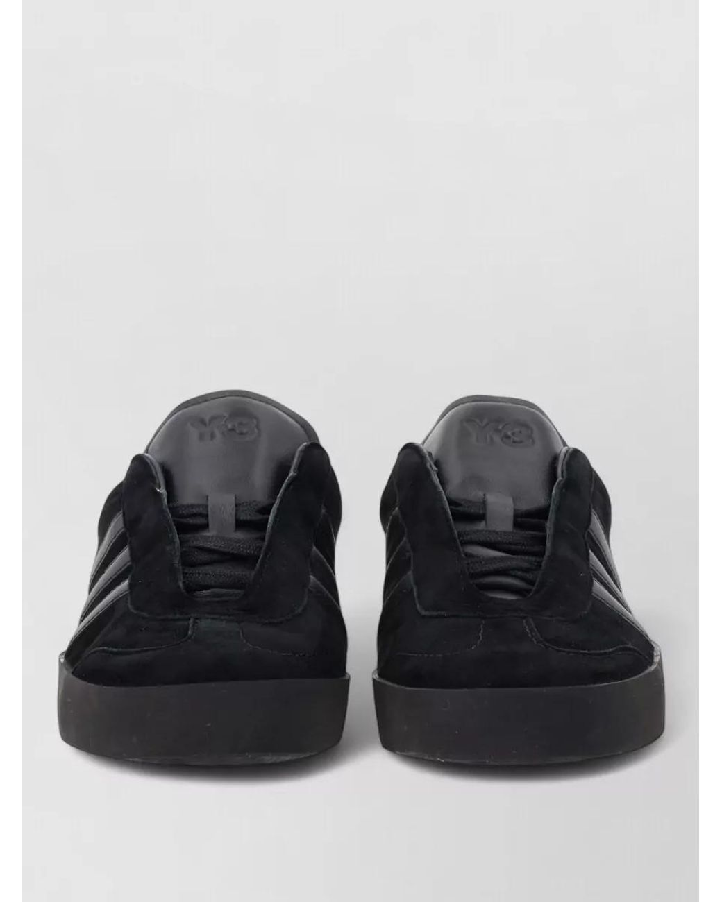 Y-3 Black Leather Lace-Up Sneakers