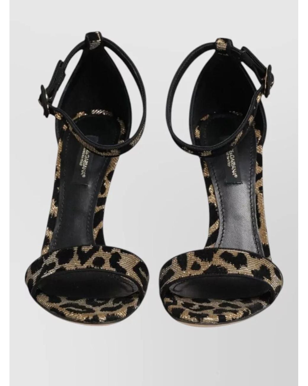 Dolce & Gabbana Black Leopard Ankle Strap Sandals