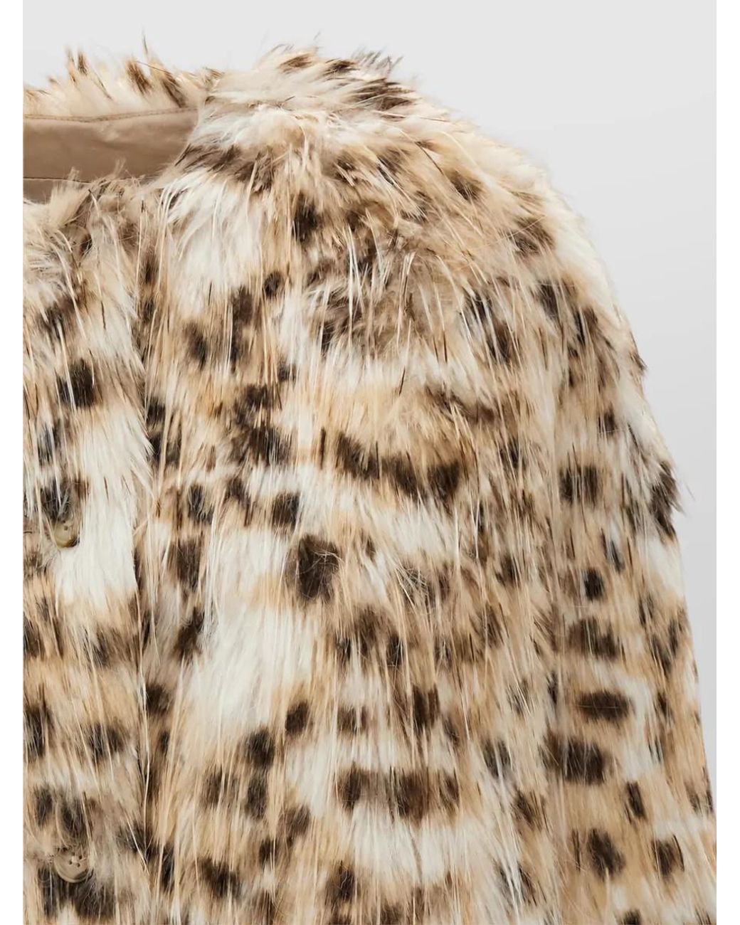 Loulou de Saison Natural Faux Fur Animal-Print Collarless Coat