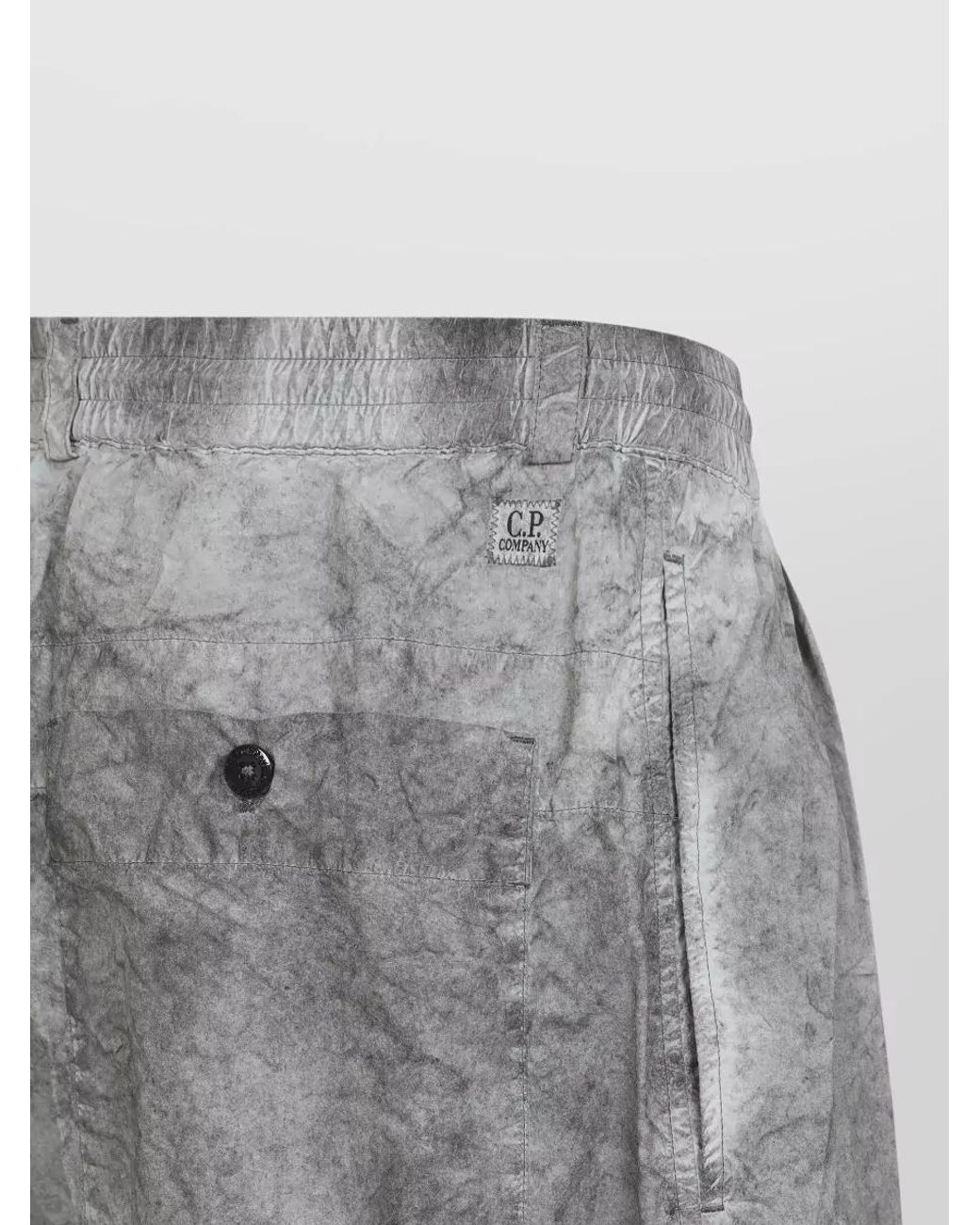 C P Company Gray Crinkled Wide-Leg Cargo Trousers for men