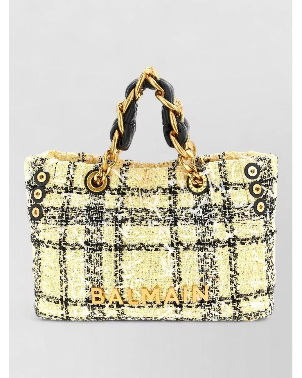Balmain Metallic 1945 Small Tweed Tote Bag